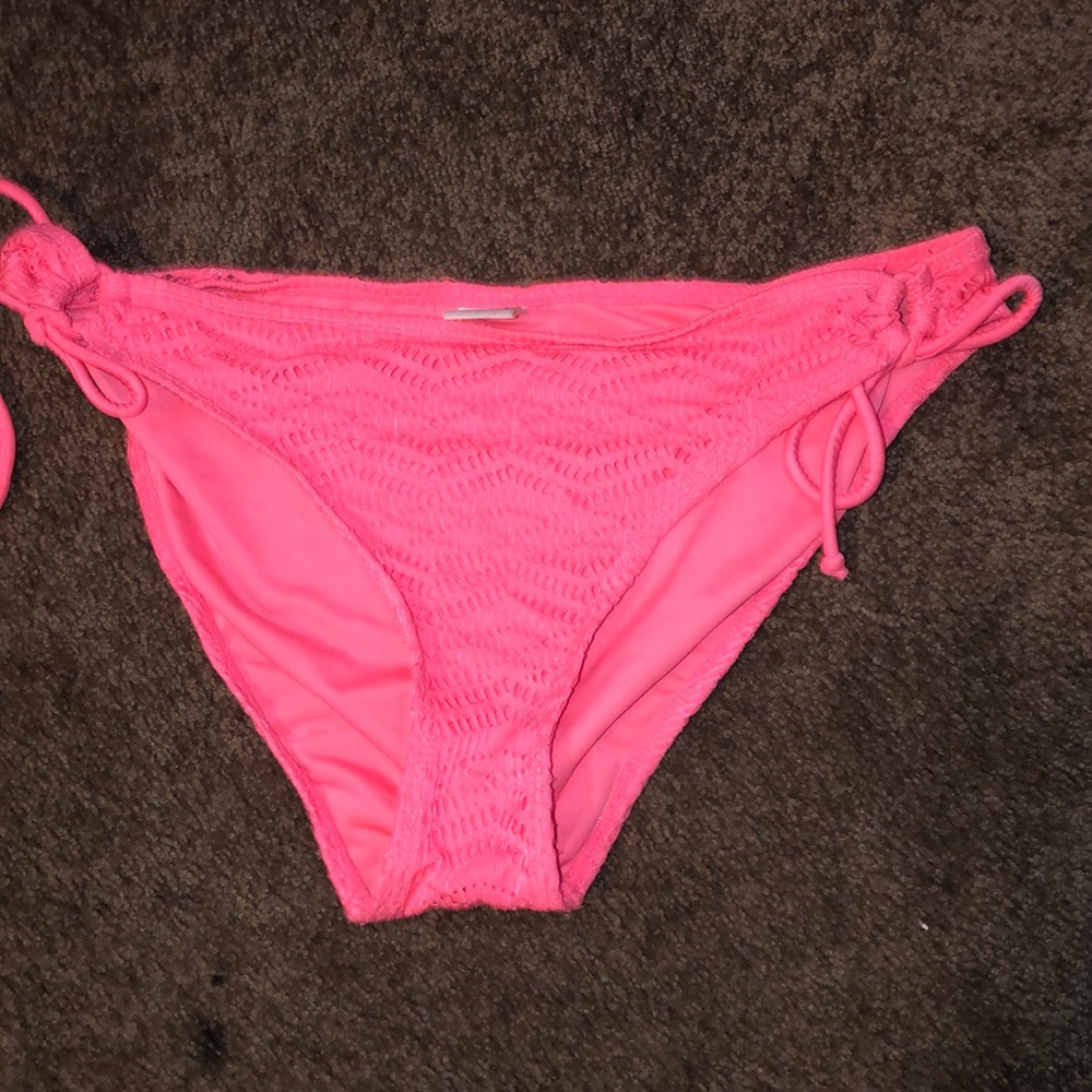 Hot pink tie bikini bottoms